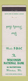 Matchbook Cover - Wisconsin National Bank Watertown WI #2
