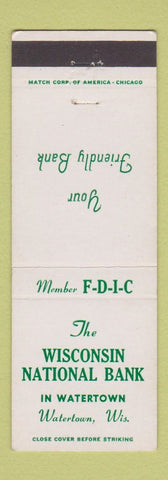 Matchbook Cover - Wisconsin National Bank Watertown WI #2