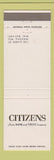 Matchbook Cover - Citizens State Bank and Trust Wausau WI