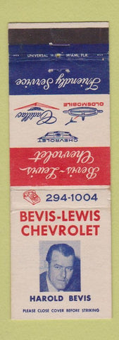 Matchbook Cover - Bevis Lewis Chevrolet Cadillac Oldsmobile Key West FL