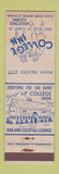 Matchbook Cover - College Inn Milford CT