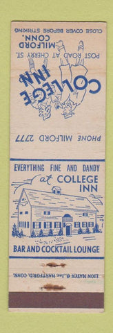 Matchbook Cover - College Inn Milford CT