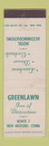 Matchbook Cover - Greenlawn Inn New Milford CT