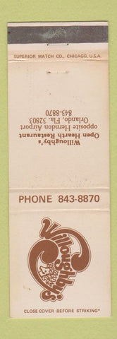 Matchbook Cover - Willoughby's Open Hearth Restaurant Orlando FL WEAR