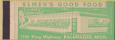 Matchbook Cover - Elmer's Restaurant Kalamazoo MI