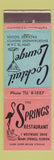 Matchbook Cover - Springs Restaurant Miami Springs FL