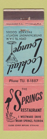 Matchbook Cover - Springs Restaurant Miami Springs FL