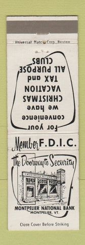 Matchbook Cover - Montpelier National Bank VT #1