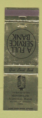 Matchbook Cover - Montpelier National Bank VT #2