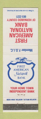 Matchbook Cover - First American National Bank Hernando County