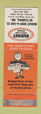 Matchbook Cover - Budget Car Rentals Orlando FL WEAR