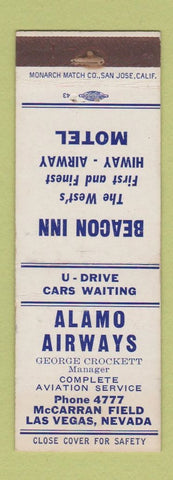 Matchbook Cover - Alamo Airways Las Vegas NC Beacon Inn Motel WEAR