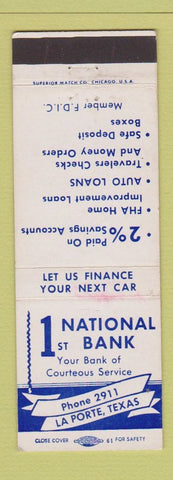 Matchbook Cover - 1st National Bank La Porte TX WEAR