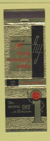 Matchbook Cover - First National Bank Cameron TX