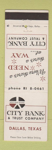 Matchbook Cover - City Bank and Trust Ddallas TX WEAR