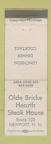 Matchbook Cover - Olde Bricke Hearth Steak House Newport NH WEAR