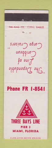 Matchbook Cover - Three Bays Line Miami FL Caribbean Cargo Cruisers