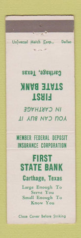 Matchbook Cover - First State Bank Carthage TX