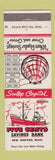 Matchbook Cover - Five Cents Savings Bank New Bedford MA