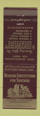 Matchbook Cover - Dedham Savings Westwood MA
