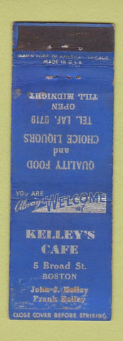 Matchbook Cover - Kelley's Cafe Boston MA WORN