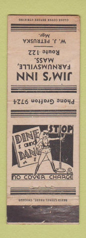 Matchbook Cover - Jim's Inn Farnumsville MA girlie WEAR
