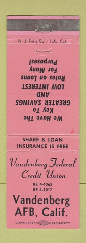 Matchbook Cover - Vandenberg Air Force Base Credit Union CA PINK