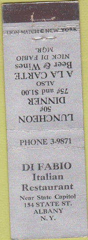 Matchbook Cover - Di Fabio Italian Restaurant Albany NY 30s