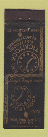 Matchbook Cover - Tick Tock Inn Denver Colorado BLACK WEAR