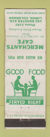 Matchbook Cover - Merchants Cafe Limon Colorado  WORN