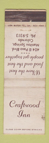 Matchbook Cover - Craftwood Inn Manitou Springs Colorado WORN