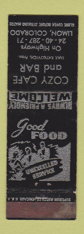 Matchbook Cover - Cozy Cafe and Bar Limon Colorado WEAR