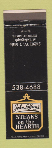 Matchbook Cover - John Laffrey's Steaks Detroit MI