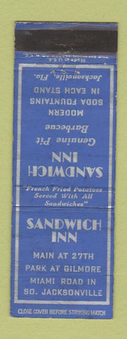 Matchbook Cover - Sandwich Inn South Jacksonville FL WEAR BLUE