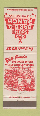 Matchbook Cover - Old South BBQ Ranch Clewiston FL covered wagon
