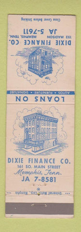 Matchbook Cover - Dixie Finance loans Memphis TN