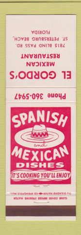 Matchbook Cover - El Gordo's Mexican Restaurant St Petersburg Beach FL