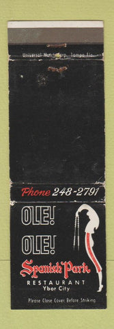 Matchbook Cover - Spanish Park Restaurant Ybor City FL WORN