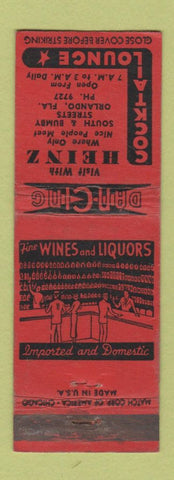 Matchbook Cover - Heinz Cocktail Lounge Orlando FL WORN