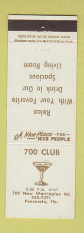 Matchbook Cover - 700 Club Pensacola FL