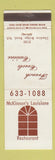 Matchbook Cover - McKinnon's Louisiane Restaurant Atlanta GA