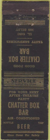 Matchbook Cover - Chatter Box Bar  NO TOWN WEAR