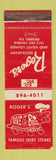 Matchbook Cover - Roger's Restaurant Orlando FL WEAR