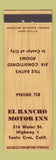 Matchbook Cover - El Rancho Motor Inn Santa Cruz CA low phone #