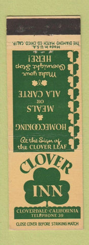 Matchbook Cover - Clover Inn Cloverdale CA low phone #
