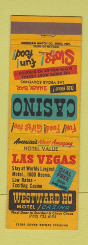 Matchbook Cover - Westward Ho Motel Casino Las Vegas NV