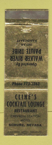 Matchbook Cover - Cline's Cocktail Lounge Schurz NV Chevron oil gas WEAR