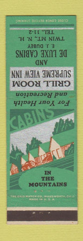 Matchbook Cover - Grill Room Supreme View Inn Twin Mountain NH