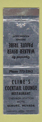 Matchbook Cover - Cline's Cocktail Lounge Schurz NV Chevron oil gas SILVER WEAR