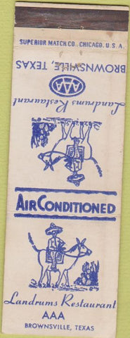 Matchbook Cover - Landrums Restaurant Brownsville TX wear